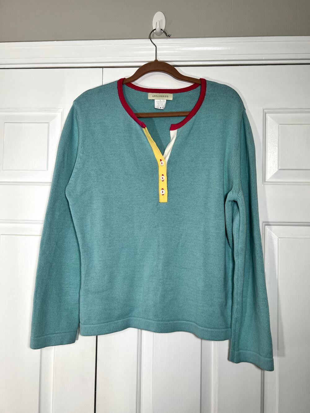 Appleseed's Three Button Long Sleeve Pullover Sweater
